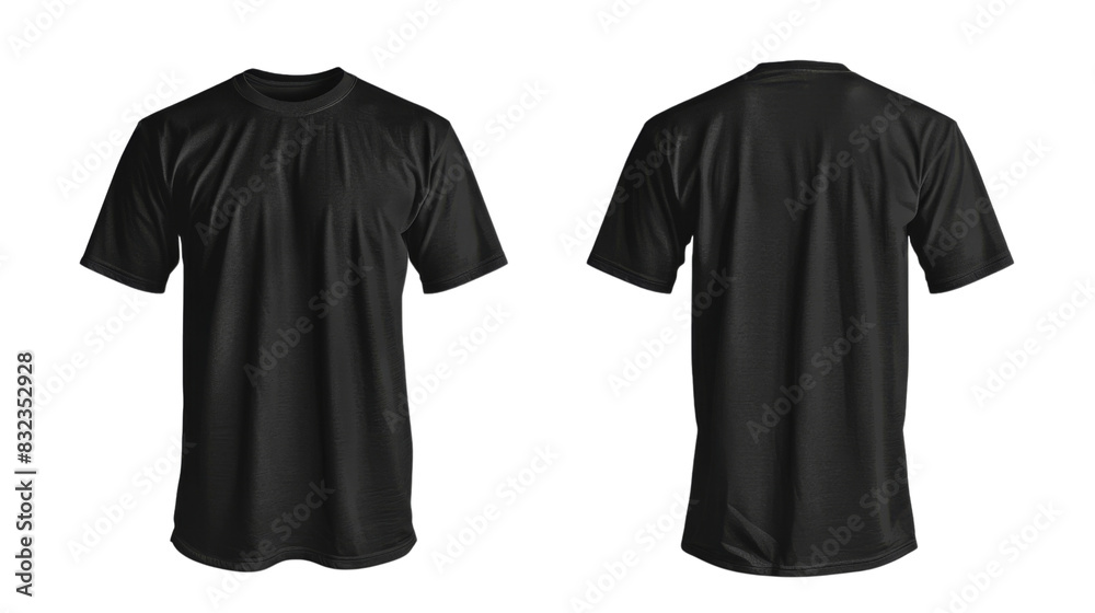 Black t-shirt front and back Black t-shirt front and back