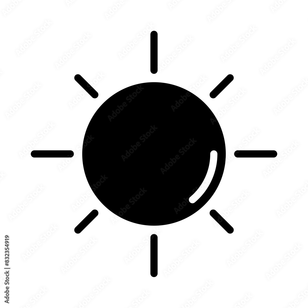 sun light icon, silhouette vector isolated on white background. simple and modern design sun light icon, silhouette vector isolated on white background. simple and modern design
