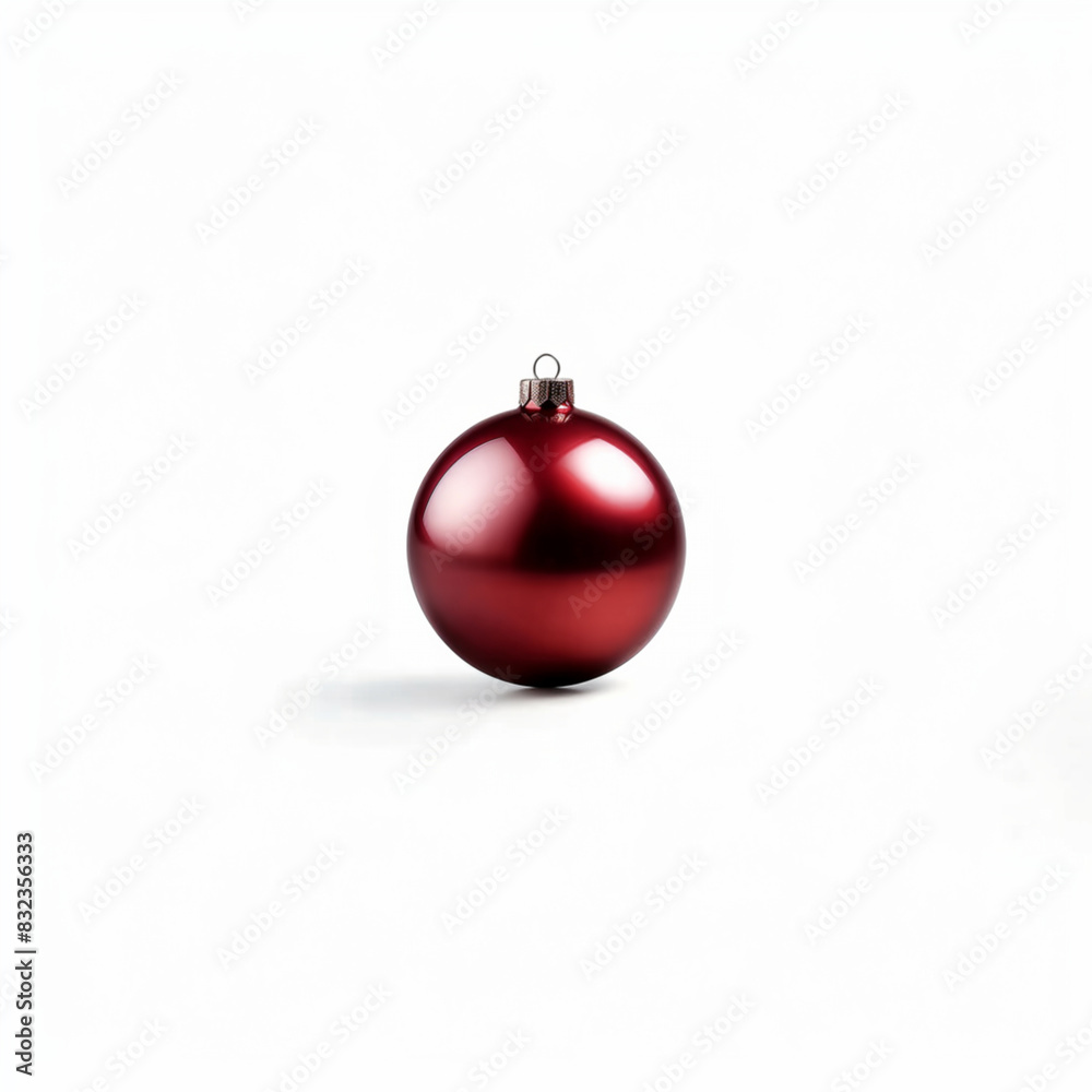 on white background A dark red Christmas ball on white background A dark red Christmas ball