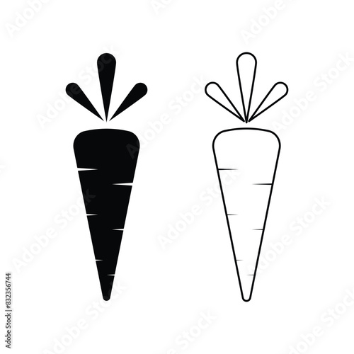 Carrot icon design vector silhouette and outline
