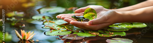 Hands Cupping a Serene Pond...
