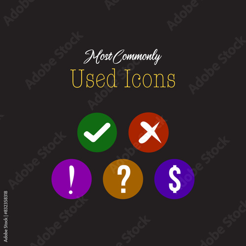Most Used Icons vector on dark BG