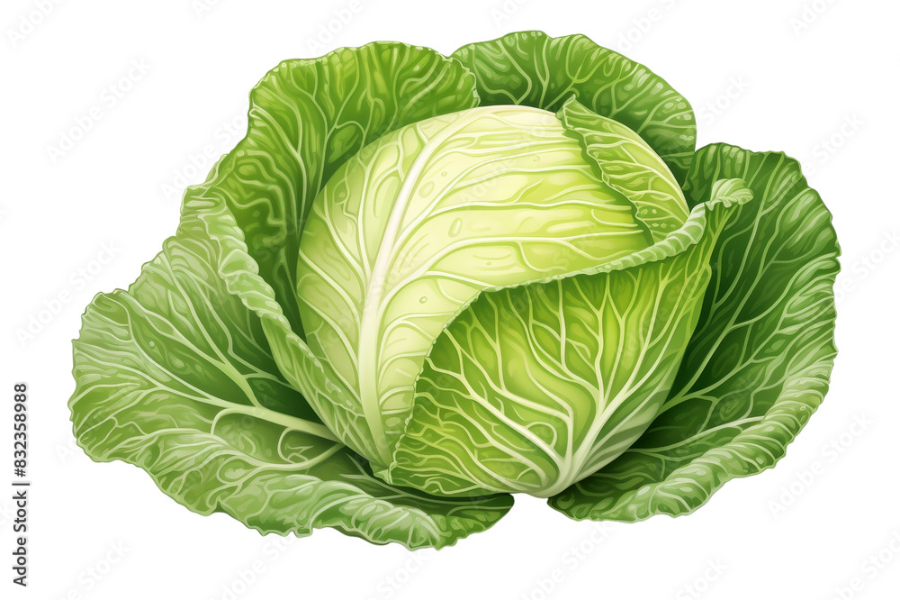Obraz premium Half cabbage hand drawn in white background isolated