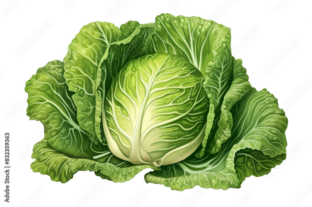 Half cabbage hand drawn in white background isolated