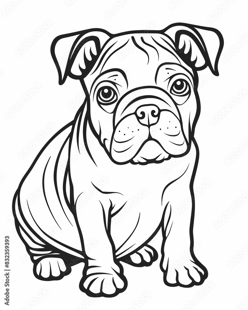 black and white vector of cute bulldog