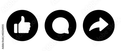 Like, comment, and share arrow icon. Social media post reaction button