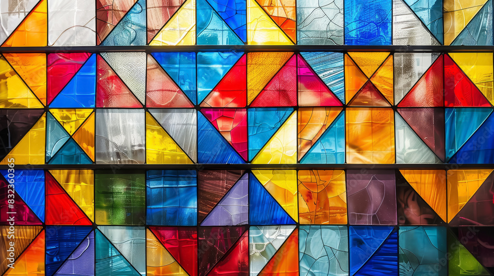 Geometric Stained Glass with Bold and Vibrant Colors