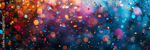 Vibrant New Year pattern backdrop with fireworks and confetti for festive celebrations, Created with Generative AI. photo