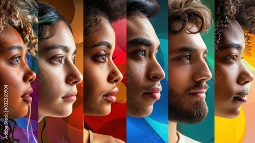 Create an image that captures the essence of the 'Post-Representation' trend in social media. The visual should portray diverse individuals sharing their unique stories and experiences, reflecting