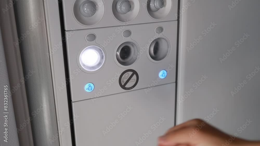 Enabling the flight attendant call button on the panel above the passenger seats in the aircraft cabin Enabling the flight attendant call button on the panel above the passenger seats in the aircraft cabin