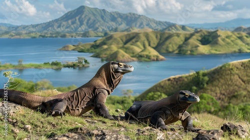 Komodo Dragons Thrive in Rugged Indonesian National Park Habitat photo