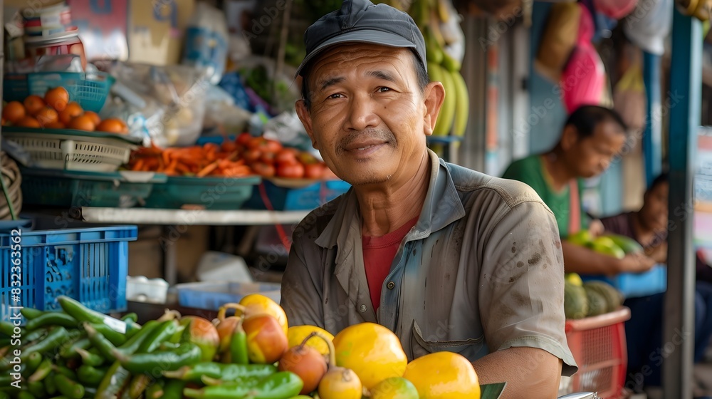 Vibrant Marketplace: Capturing the Essence of Fresh Produce and Community Exchange