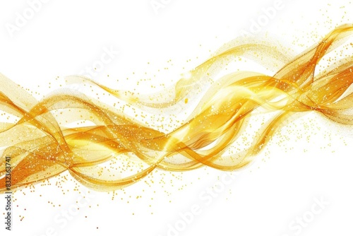 Golden waves with sequins on a white background.