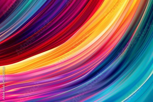 Abstract lines of different colors are moving in a colorful background.