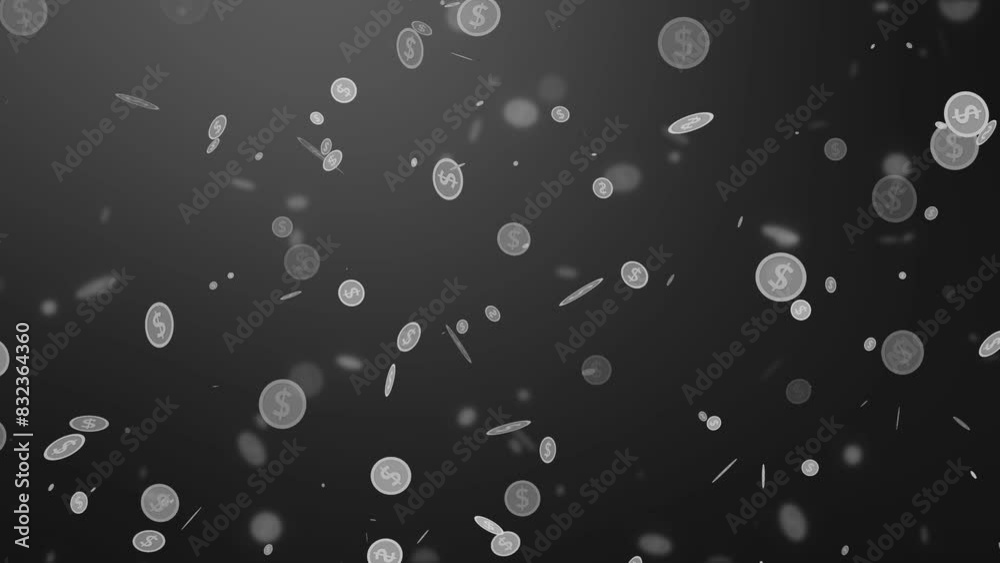 Dollar coin particle fading animation white gradient dark Dollar coin particle fading animation white gradient dark