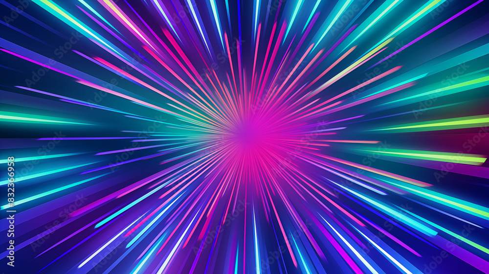 Fototapeta premium Abstract Image Pattern Background, Colorful Rays, Radiating Lines and Neon Colors, Texture, Wallpaper, Background, Cell Phone Cover and Screen, Smartphone, Computer, Laptop, 16:9 Format - PNG