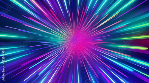 Abstract Image Pattern Background, Colorful Rays, Radiating Lines and Neon Colors, Texture, Wallpaper, Background, Cell Phone Cover and Screen, Smartphone, Computer, Laptop, 16:9 Format - PNG © LeoArtes
