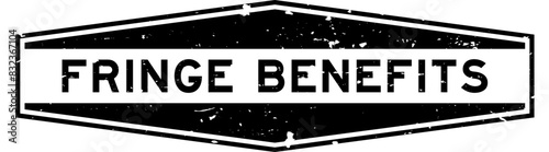Grunge black fringe benefits word hexagon rubber seal stamp on white background