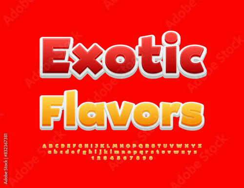 Wallpaper Mural Vector creative emblem. Exotic Flavors. Bright Artistic Font. Modern Alphabet Letters and Numbers set. Torontodigital.ca