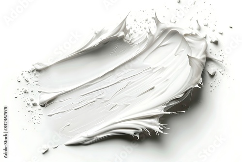A white paint smear on a white background
