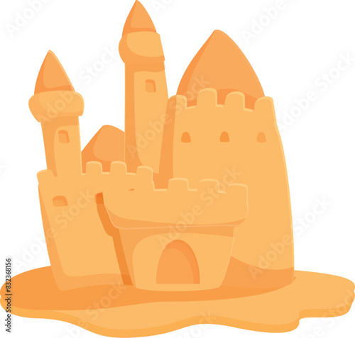 Vector illustration of a cheerful orange sandcastle, perfect for summer themes