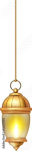 3D Islamic golden lamp with chain