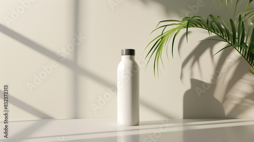 Mock up of a recycled drinking water bottle with a modern and minimalist design, made from environmentally friendly materials, AI generated Images