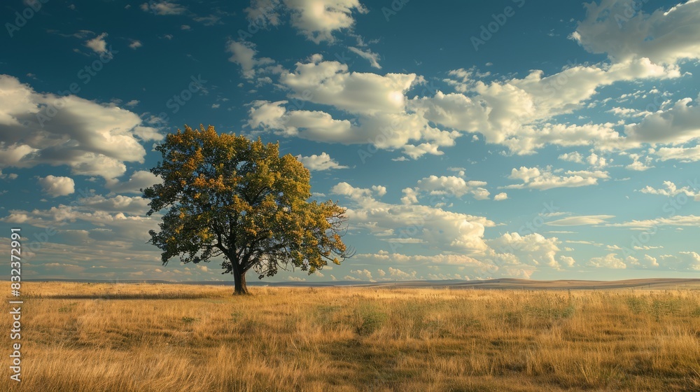 Landscape with tree on the hill. Blue nature background. Landscape with tree on the hill. Blue nature background.