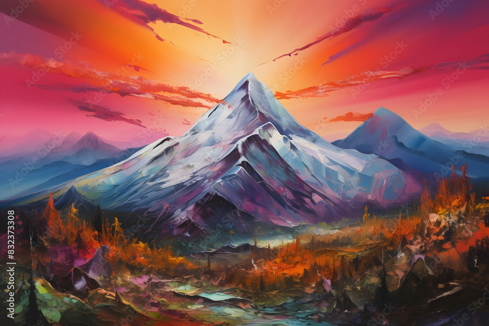 fascinating mountain peak sunrise. generative ai
