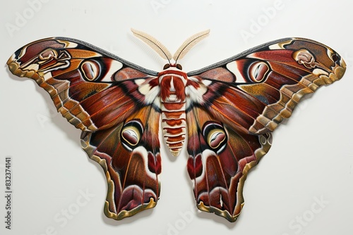 Majestic Atlas Moth with Intricate Wing Patterns, Inspiring Wonder in Wildlife Enthusiasts photo