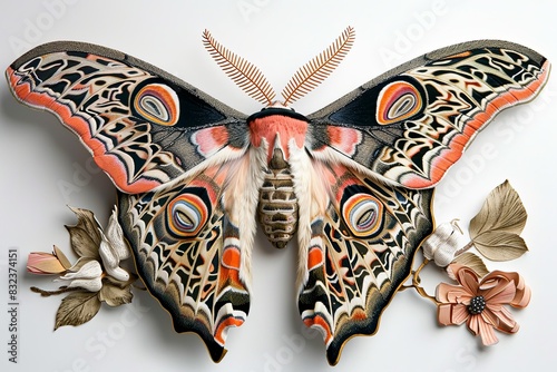 Majestic Atlas Moth with Intricate Wing Patterns, Inspiring Wonder in Wildlife Enthusiasts photo