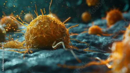 An image of gold nanorods being used in targeted cancer therapy, highlighting their ability to precisely deliver heat to tumor cells when activated by light. photo