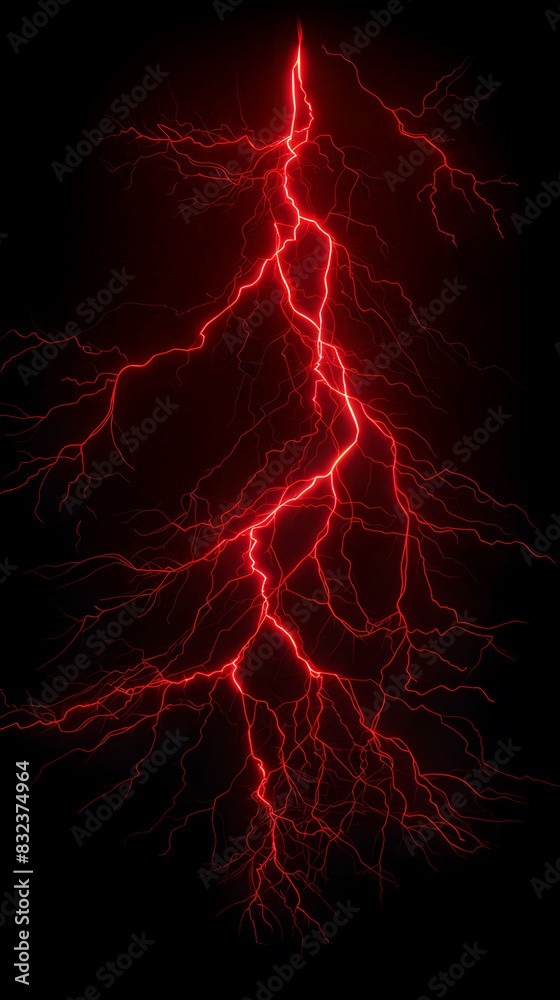 Red Lightning Bolt on Black Background