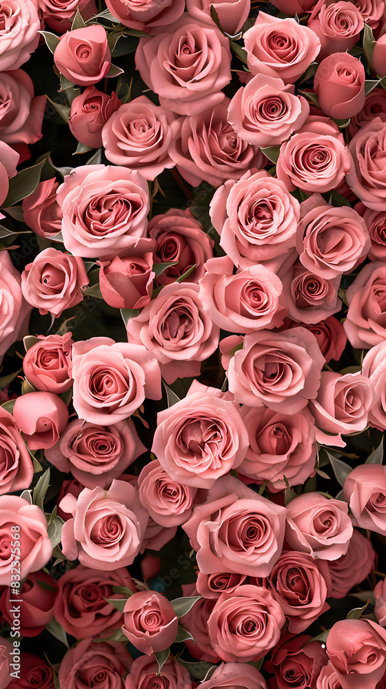 Close Up of Pink Roses in Full Bloom Display, pink roses background