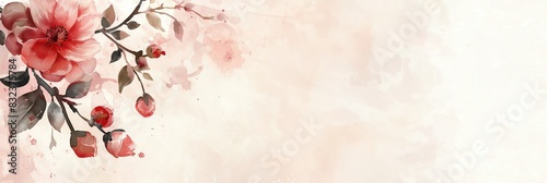 Delicate watercolor background with a floral pattern in pink and red colors.