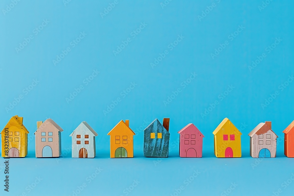 A row of small wooden houses A row of small wooden houses