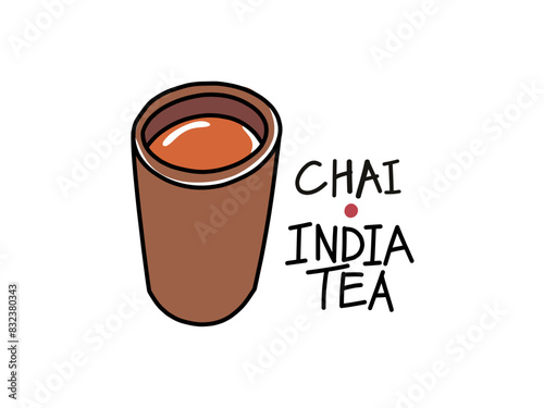 Hot India tea in a clay cup
