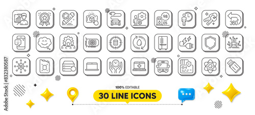 5g technology, Electricity plug and Loyalty award line icons pack. 3d design elements. Car charge, Waiting, Presentation board web icon. Petrol station, Canister oil, Refill water pictogram. Vector