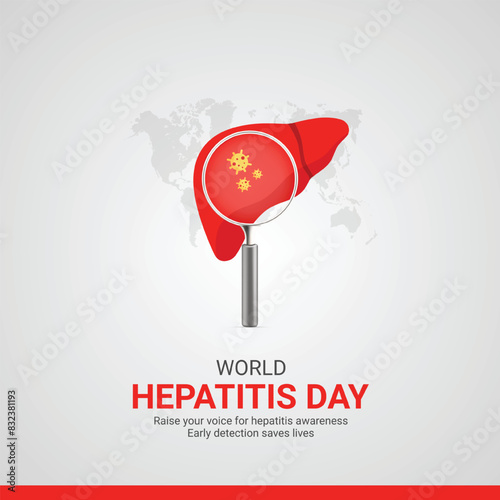 creative Hepatitis ads design. World Hepatitis Day, July 28, vector, 3d illustration