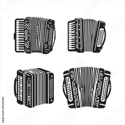 Accordion silhouette vector icon graphic logo ai generated design