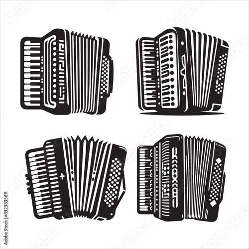 Accordion silhouette vector icon graphic logo ai generated design