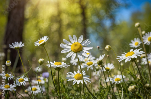 meadow with daisies background