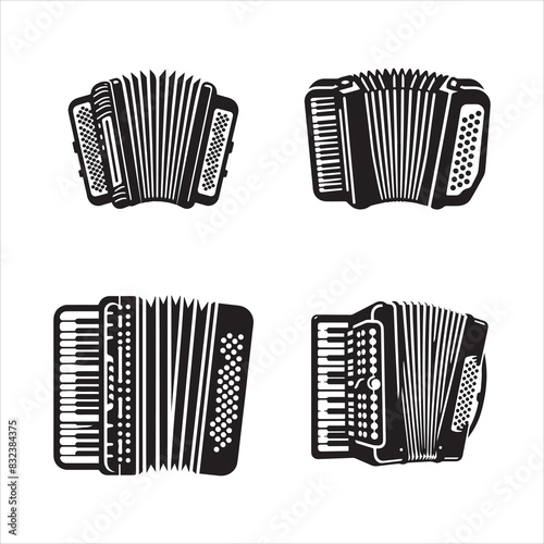Accordion silhouette vector icon graphic logo ai generated design