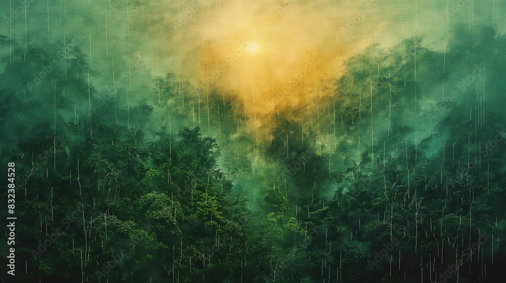 two images within one another one; A pointillist painting in green of a tropical forest, two; a stitched image of unity, the two blend within each other to make one great creative image, textures are two images within one another one; A pointillist painting in green of a tropical forest, two; a stitched image of unity, the two blend within each other to make one great creative image, textures are