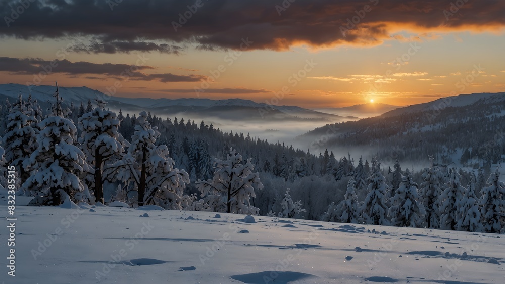 The silent majesty of a snow-covered landscape at dawn ai_generated The silent majesty of a snow-covered landscape at dawn ai_generated