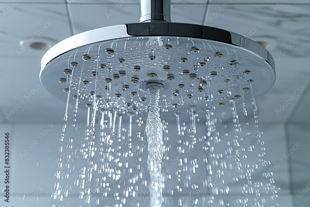 A shower head is spraying water in a circular pattern A shower head is spraying water in a circular pattern