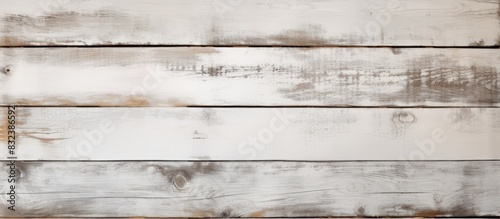 Vintage white wood background texture with knots and nail holes Old painted wood wall White abstract background Vintage wooden light horizontal boards Front view with copy space