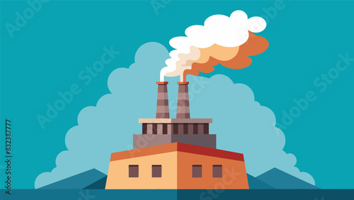 Steam rises from the top of the furnace a result of the intense heat meeting the cold air and creating a visible reminder of the furnaces operations.. Vector illustration