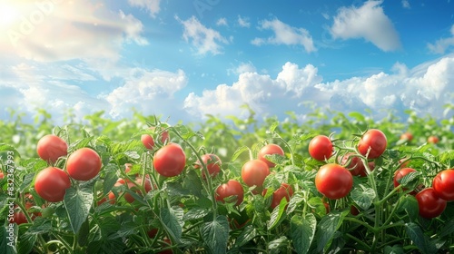 Fresh tomatoes with shining sun light