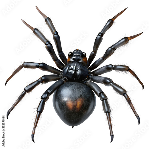 Black Spider Isolated on transparent Background